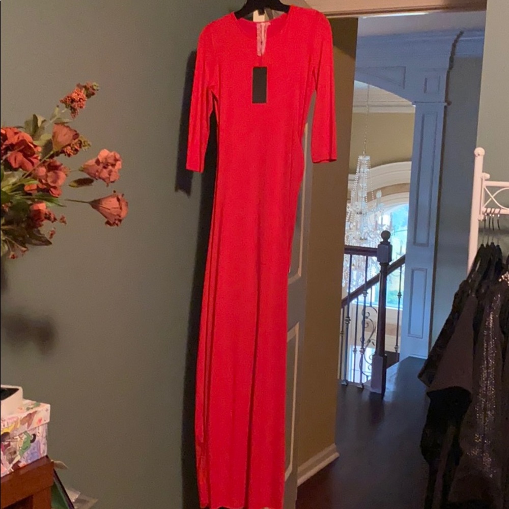Long red dress